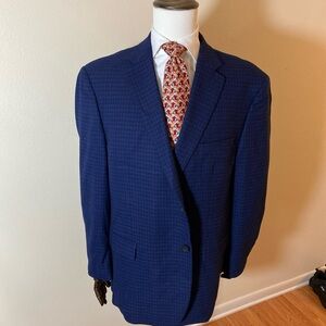 Jos. A. Bank Navy Checkered Blazer Traveler Travel Tech Wool Size 50R